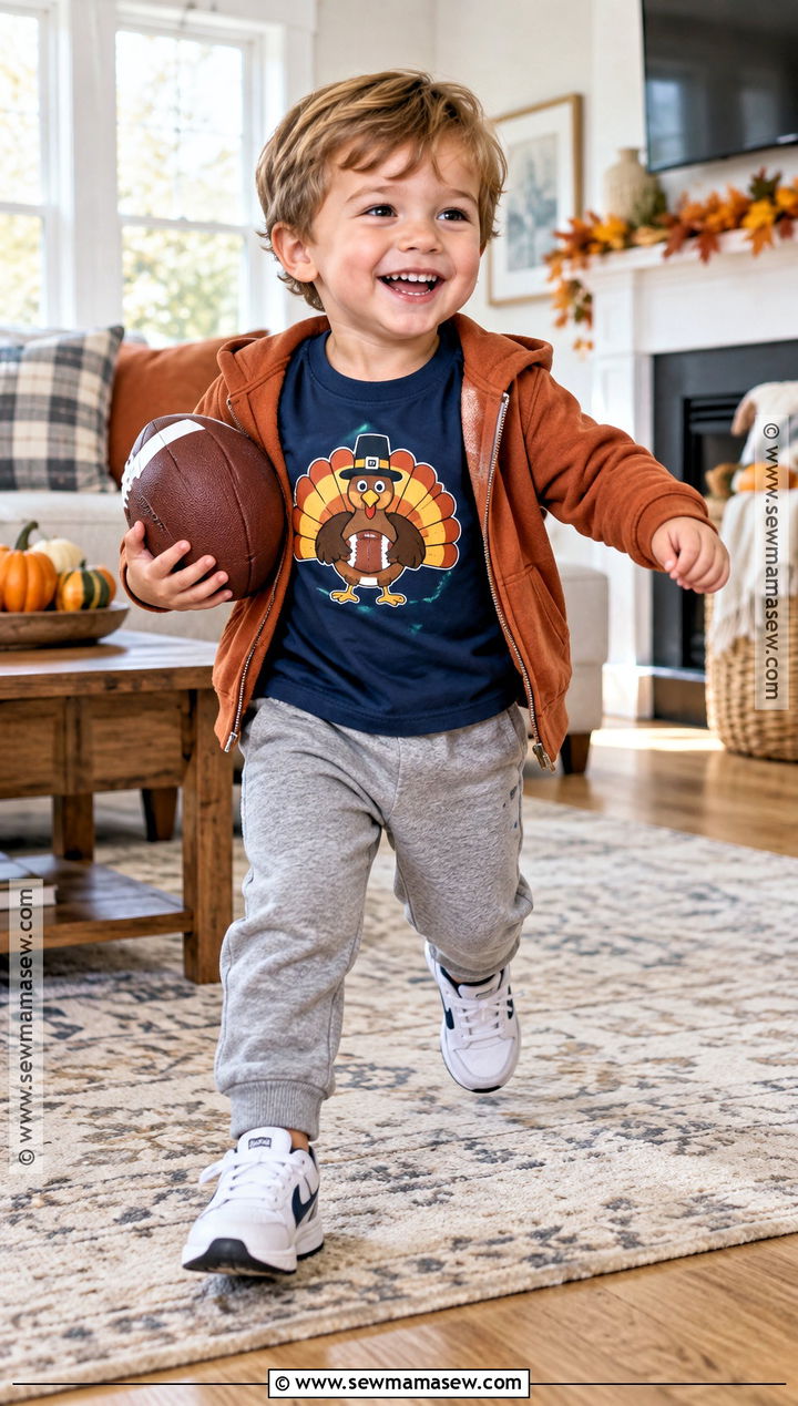 Toddler Football Turkey Shirt With Sweatpants - 15 toddler thanksgiving shirts
