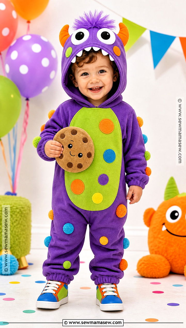 Toddler Friendly Monster Costume With Pom Pom Spots - 30 toddler boy costume ideas