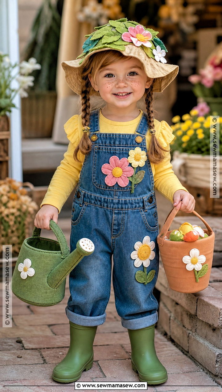 Toddler Gardener Costume With Flower Overalls - 40 toddler halloween costumes for girls