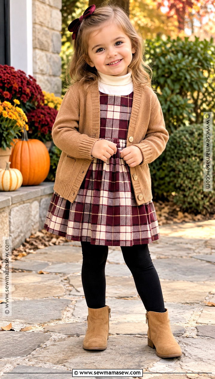 Toddler Girl Black Leggings And Plaid Dress Outfit - 25 toddler fall outfits for girls