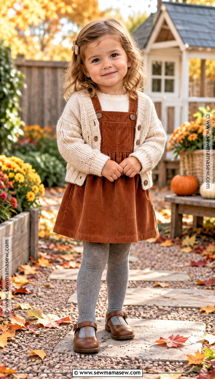 Toddler Girl Corduroy Pinafore Fall Outfit - 25 toddler fall outfits for girls