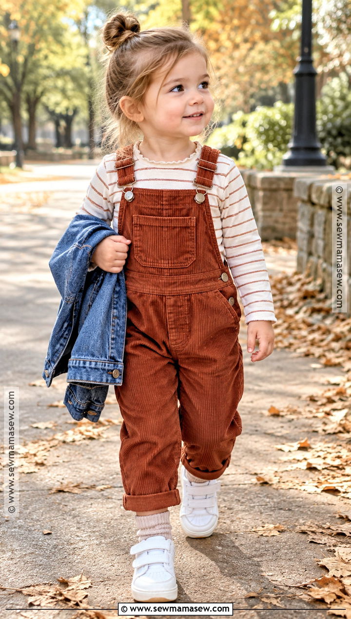 Toddler Girl Fall Corduroy Overall Outfit - 15 Toddler Girl Fall Capsule Wardrobe Ideas