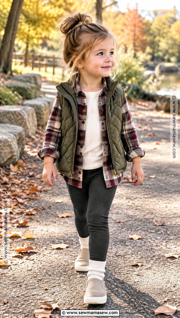 Toddler Girl Fall Flannel And Leggings Outfit - 15 Toddler Girl Fall Capsule Wardrobe Ideas