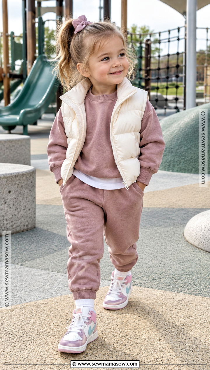 Toddler Girl Fall Sweatshirt And Jogger Outfit - 15 Toddler Girl Fall Capsule Wardrobe Ideas