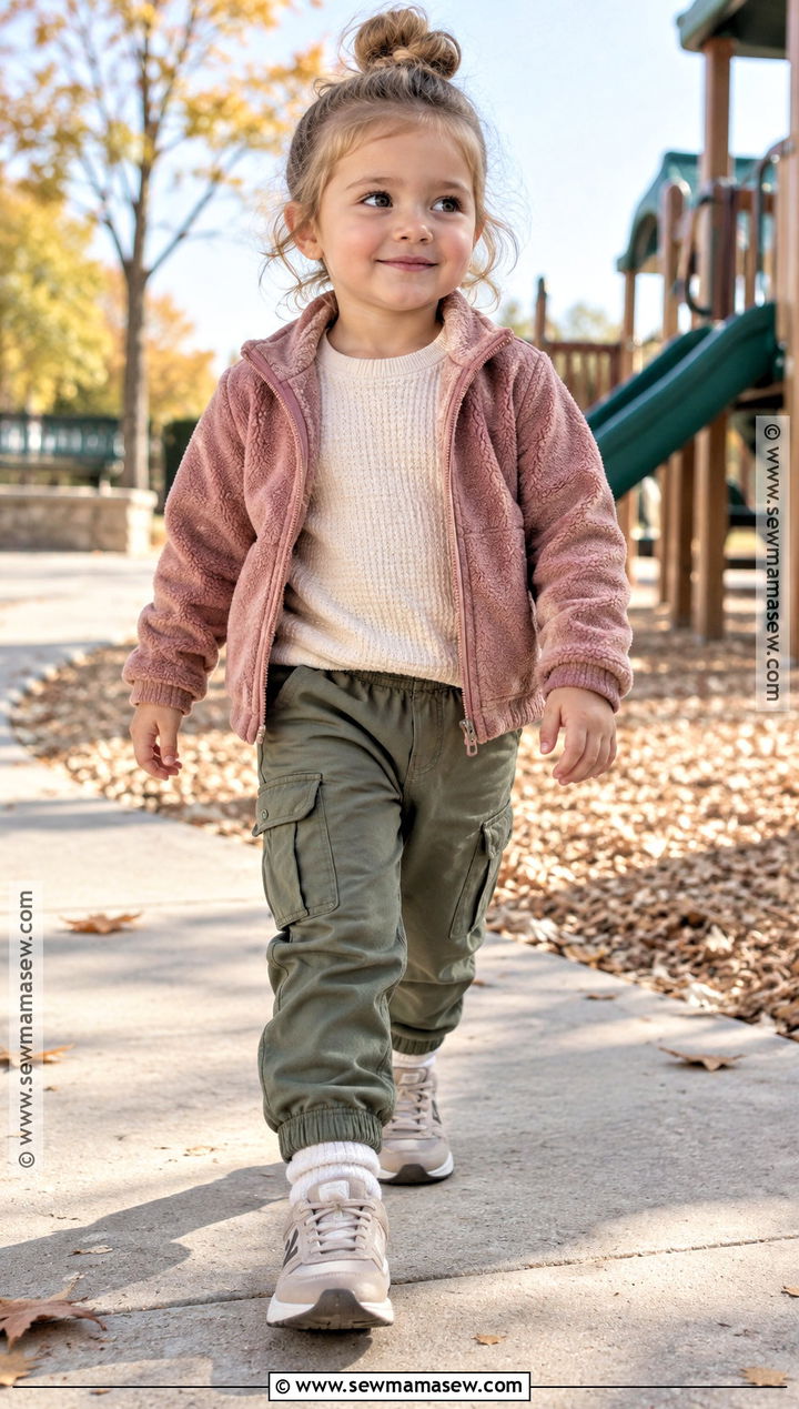 Toddler Girl Fall Thermal And Cargo Jogger Outfit - 15 Toddler Girl Fall Capsule Wardrobe Ideas