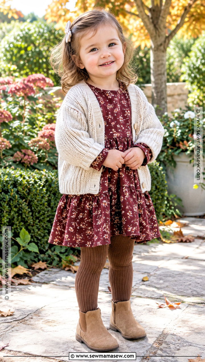 Toddler Girl Floral Dress And Cardigan Outfit - 25 toddler fall outfits for girls