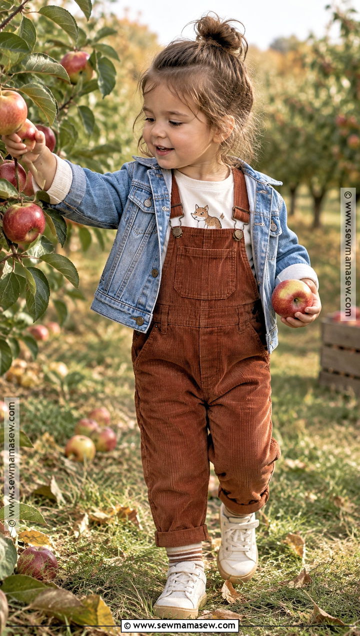 Toddler Girl Graphic Tee And Corduroy Overalls Outfit - 25 toddler fall outfits for girls