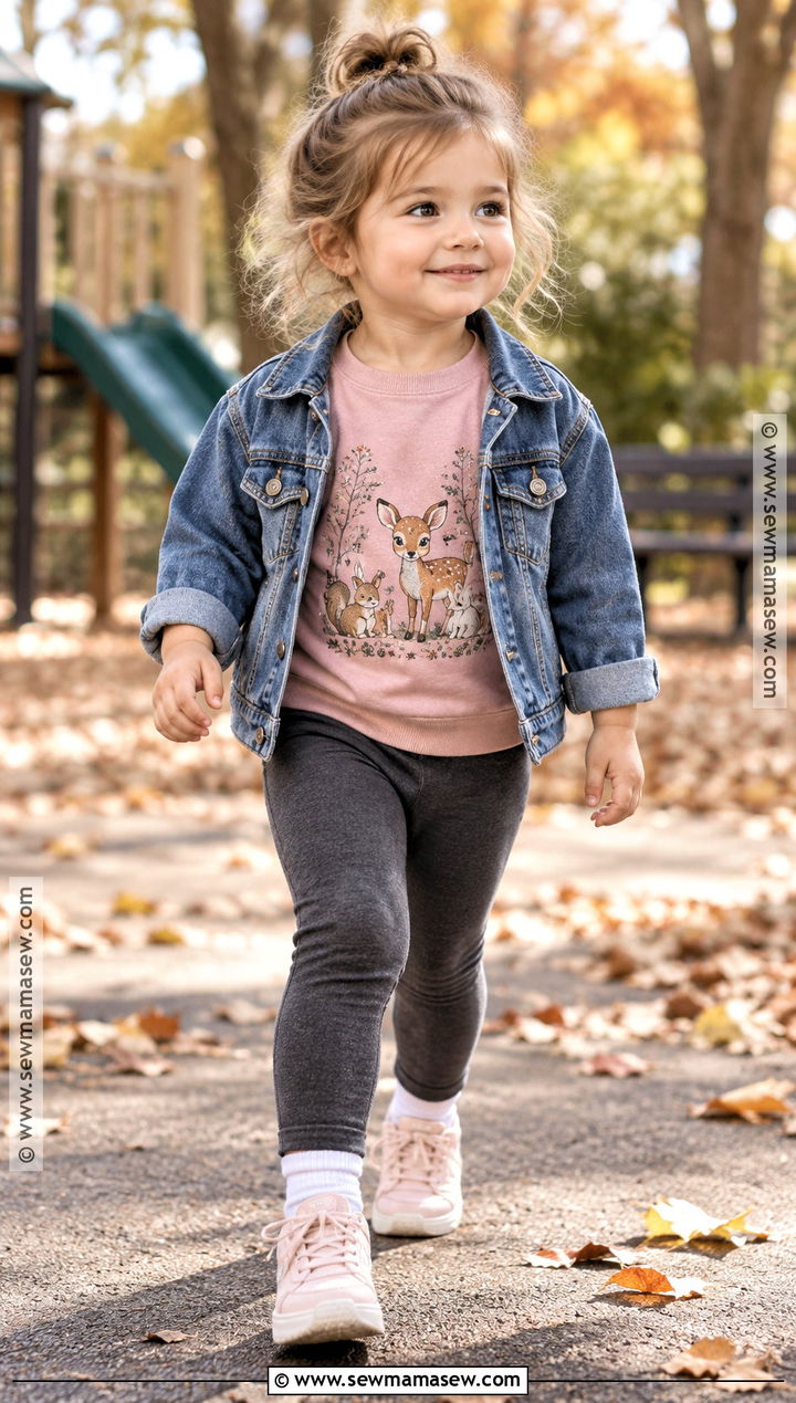 Toddler Girl Leggings And Denim Jacket Outfit - 25 toddler fall outfits for girls