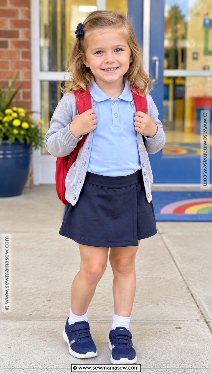 Toddler Girl Polo Shirt and Pull On Skort Outfit - 15 Back To School Outfits for Toddler Girls