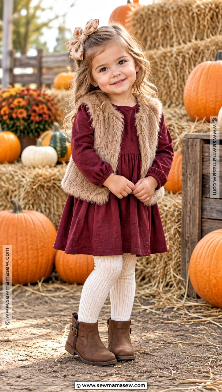 Toddler Girl Pumpkin Patch Burgundy Dress Outfit - 20 pumpkin patch outfit ideas for toddler girls