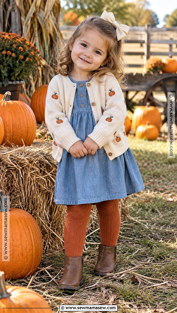 Toddler Girl Pumpkin Patch Chambray Dress Outfit - 20 pumpkin patch outfit ideas for toddler girls