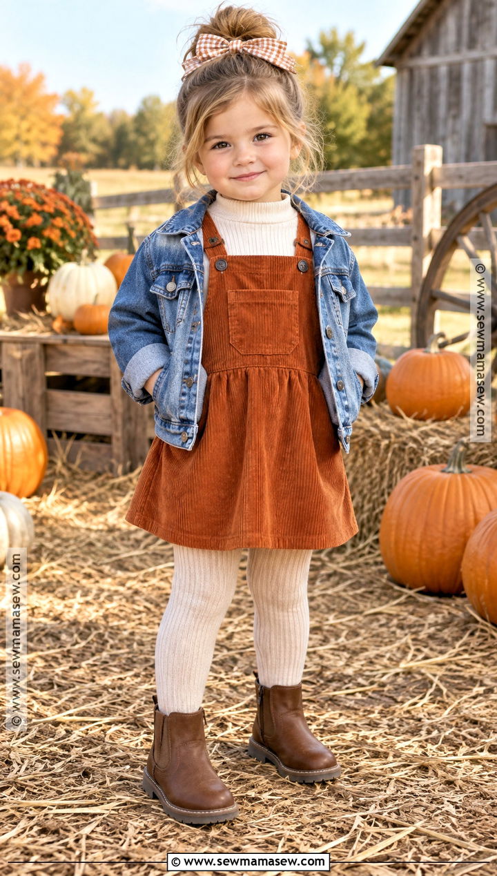Toddler Girl Pumpkin Patch Corduroy Pinafore Outfit - 20 pumpkin patch outfit ideas for toddler girls