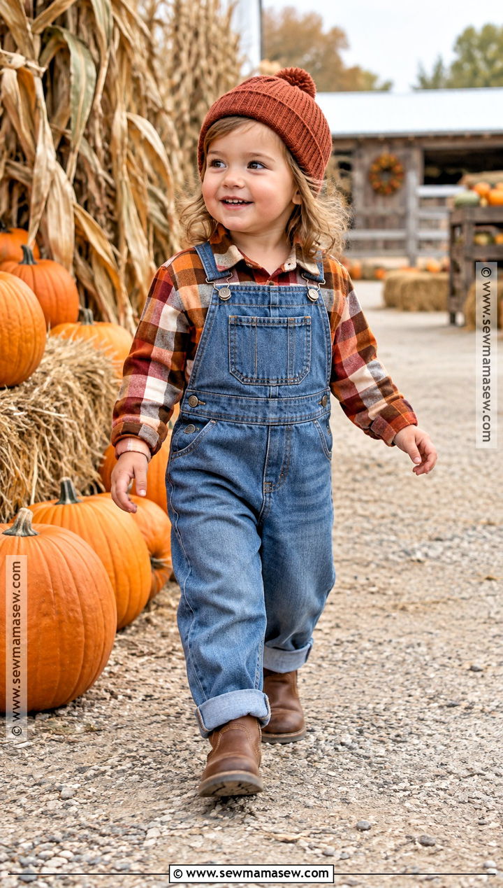 Toddler Girl Pumpkin Patch Flannel Overalls Outfit - 20 pumpkin patch outfit ideas for toddler girls