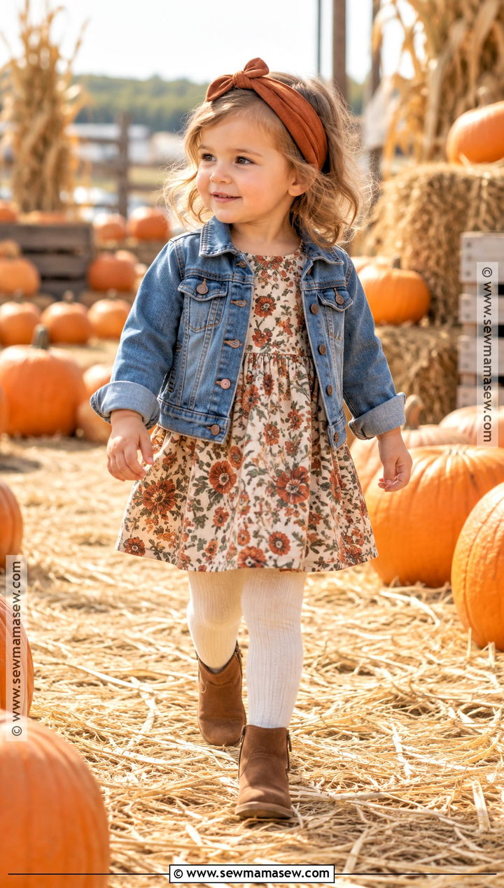 Toddler Girl Pumpkin Patch Floral Dress Outfit - 20 pumpkin patch outfit ideas for toddler girls