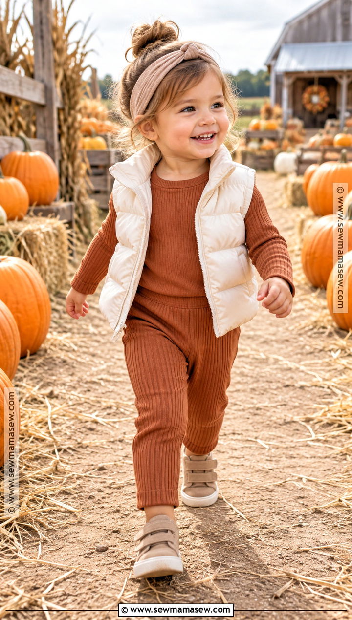 Toddler Girl Pumpkin Patch Matching Ribbed Set - 20 pumpkin patch outfit ideas for toddler girls