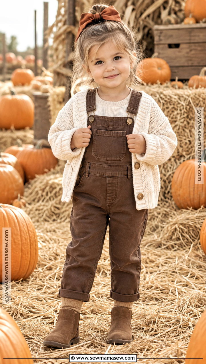 Toddler Girl Pumpkin Patch Neutral Overalls Outfit - 20 pumpkin patch outfit ideas for toddler girls