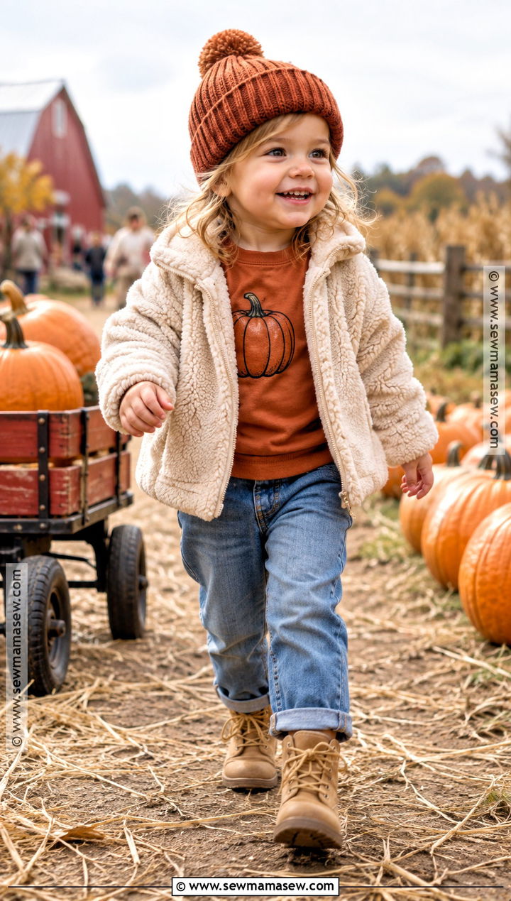 Toddler Girl Pumpkin Patch Sherpa Jacket Outfit - 20 pumpkin patch outfit ideas for toddler girls