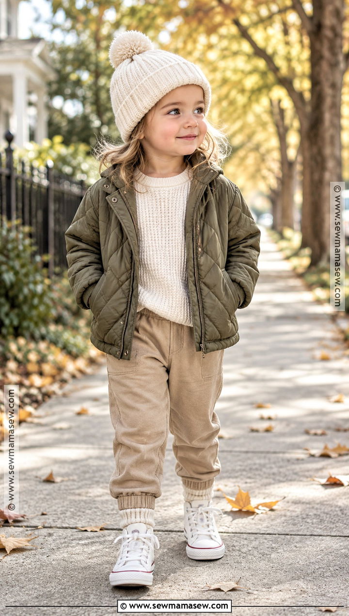 Toddler Girl Quilted Jacket And Joggers Outfit - 25 toddler fall outfits for girls