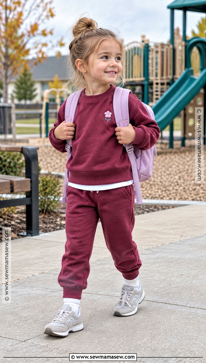 Toddler Girl Sweatshirt and Joggers Outfit - 15 Back To School Outfits for Toddler Girls