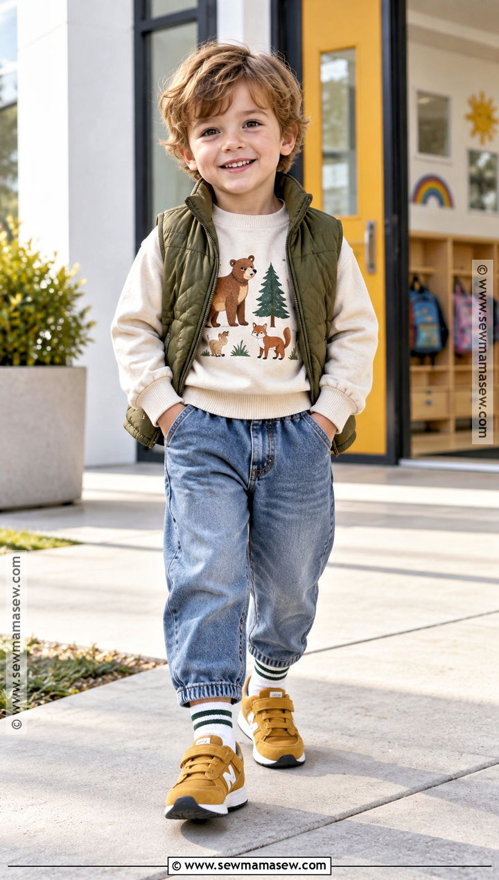 Toddler Graphic Sweatshirt And Jeans Outfit - 20 toddler fall fashion ideas