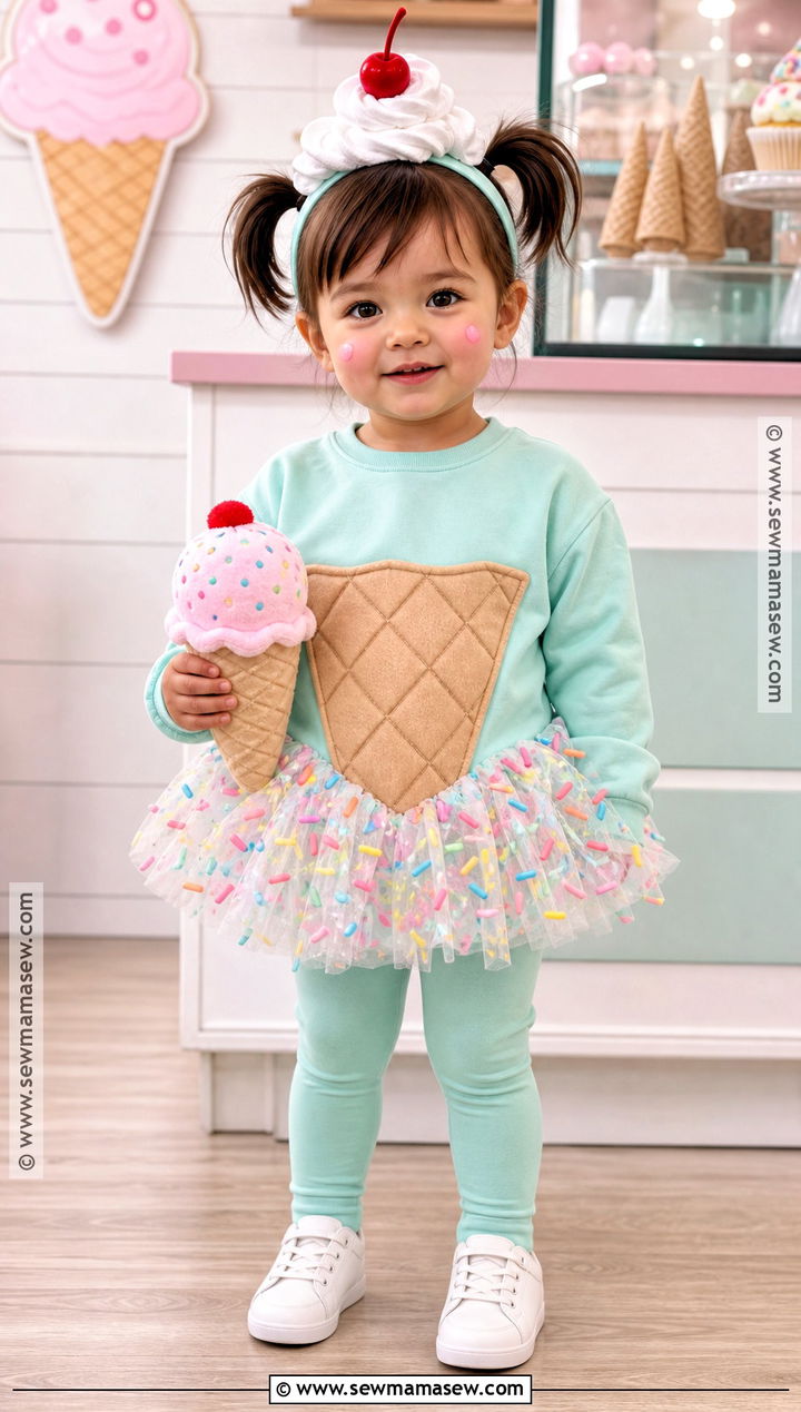Toddler Ice Cream Costume With Cherry Headband - 35 toddler costumes for girls