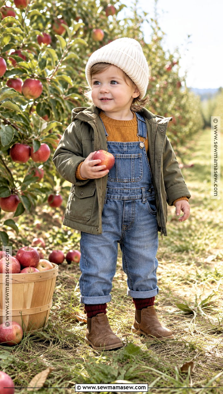 Toddler Knit Sweater And Denim Overalls Outfit - 20 toddler fall fashion ideas