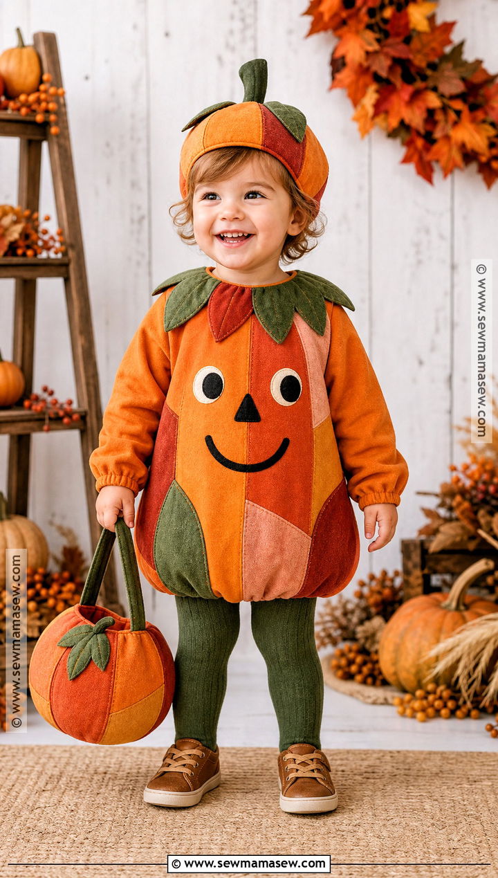 Toddler Patchwork Pumpkin Costume - 30 toddler pumpkin costume ideas
