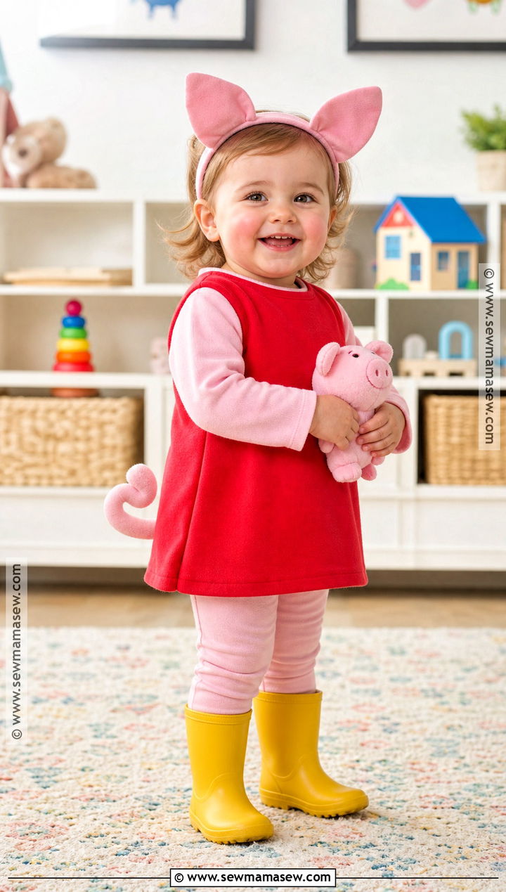 Toddler Peppa Pig Costume With Soft Felt Ears - 30 peppa pig costume ideas