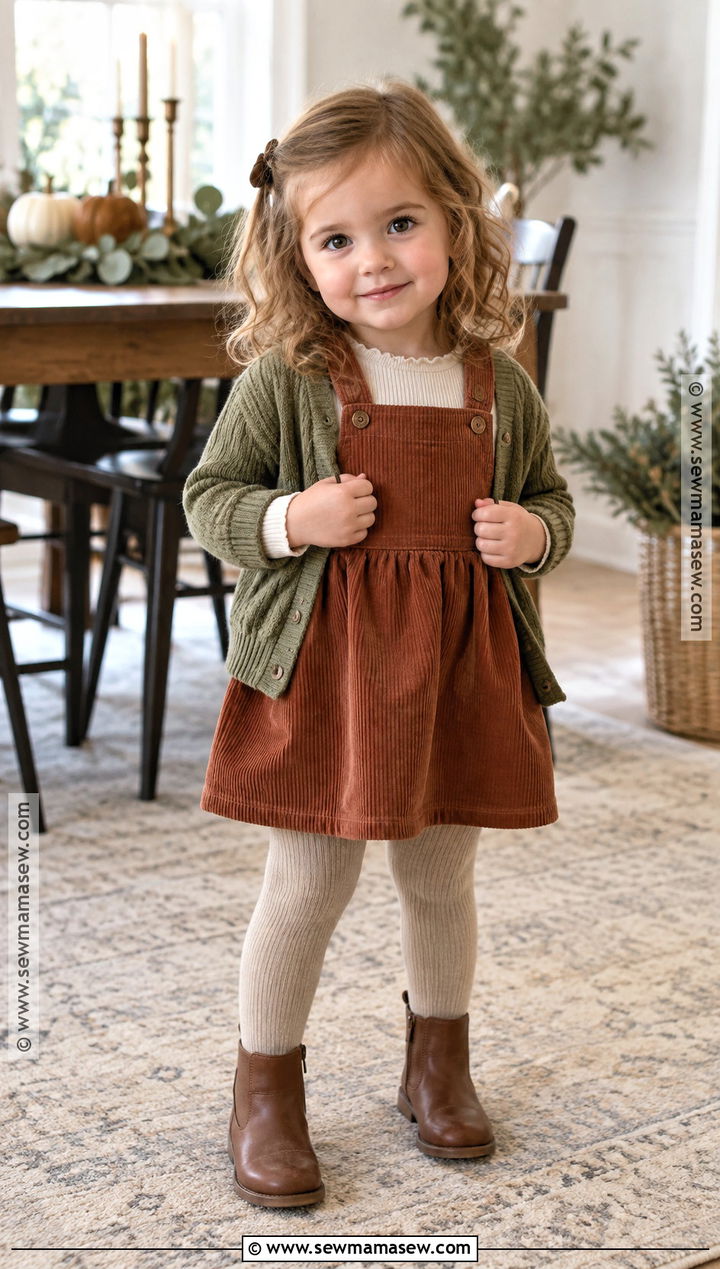 Toddler Pinafore Dress And Tights Outfit - 15 Toddler Fall Clothes