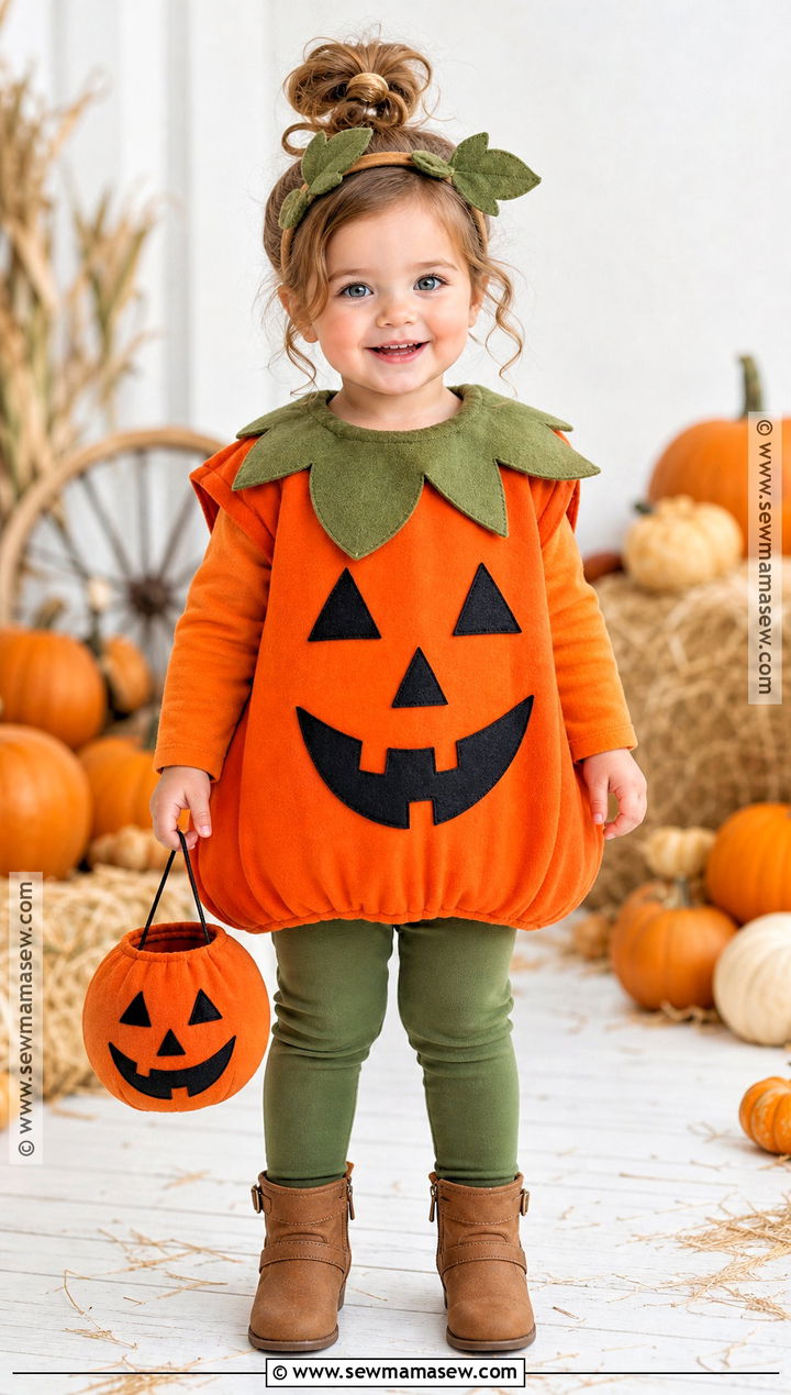 Toddler Pumpkin Costume With Orange Dress - 35 toddler costumes for girls