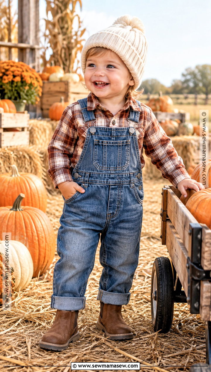 Toddler Pumpkin Patch Outfit With Denim Overalls - 25 toddler pumpkin patch outfit ideas