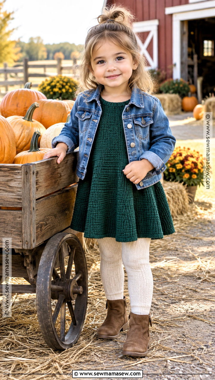 Toddler Pumpkin Patch Outfit With Knit Dress And Leggings - 25 toddler pumpkin patch outfit ideas
