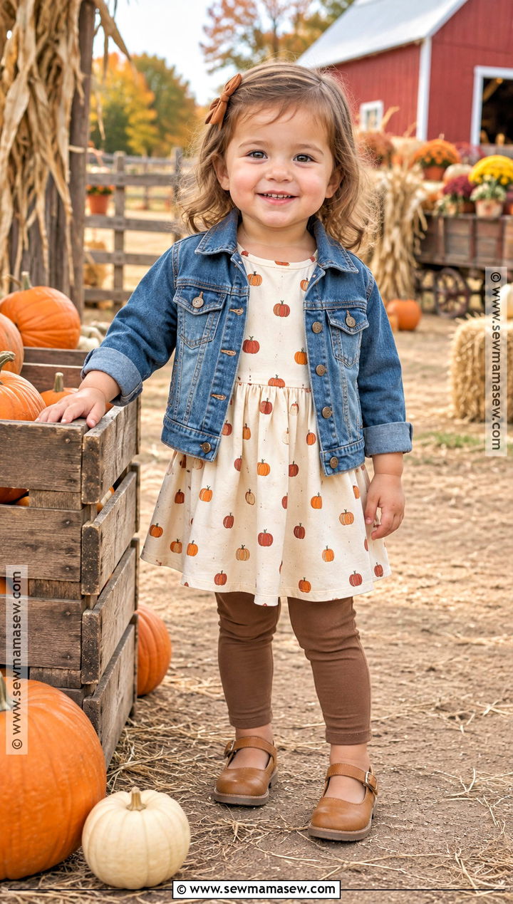 Toddler Pumpkin Patch Outfit With Pumpkin Print Dress - 25 toddler pumpkin patch outfit ideas