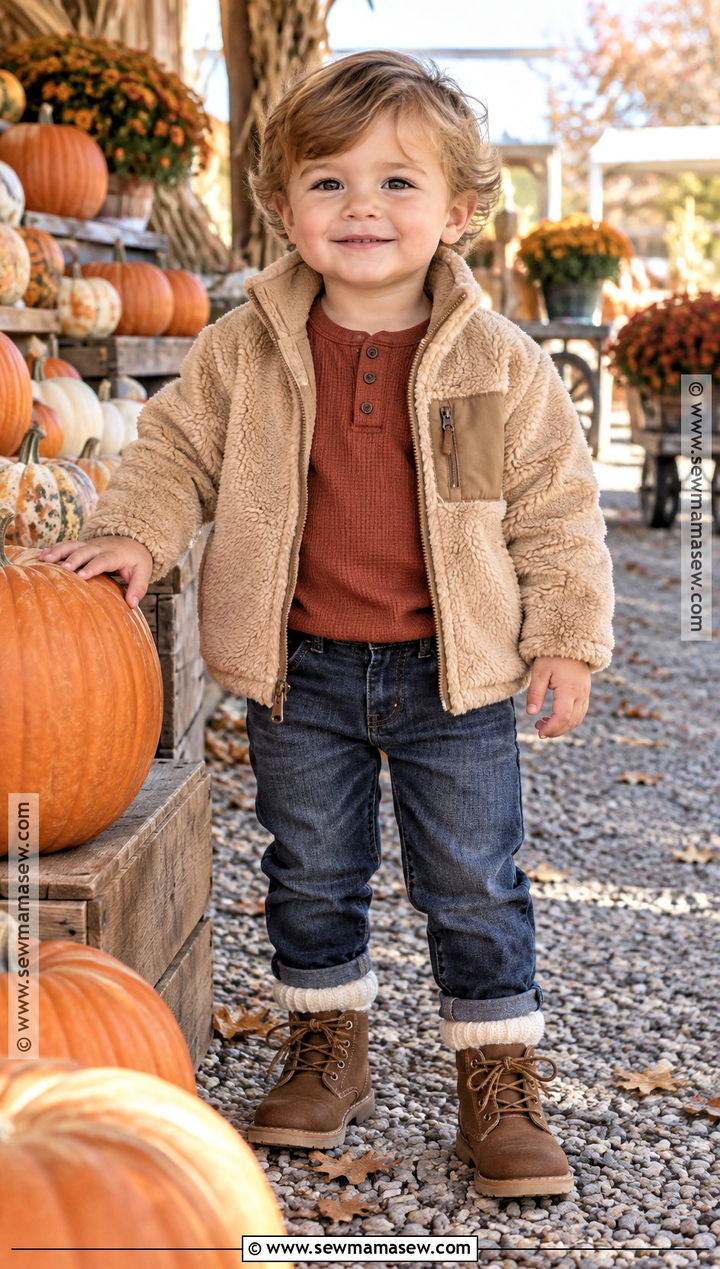 Toddler Pumpkin Patch Outfit With Sherpa Jacket - 25 toddler pumpkin patch outfit ideas