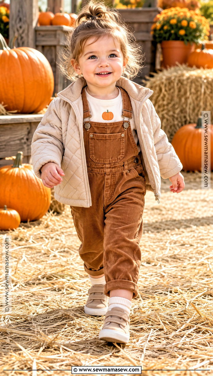 Toddler Pumpkin Shirt With Corduroy Overalls - 15 toddler thanksgiving shirts