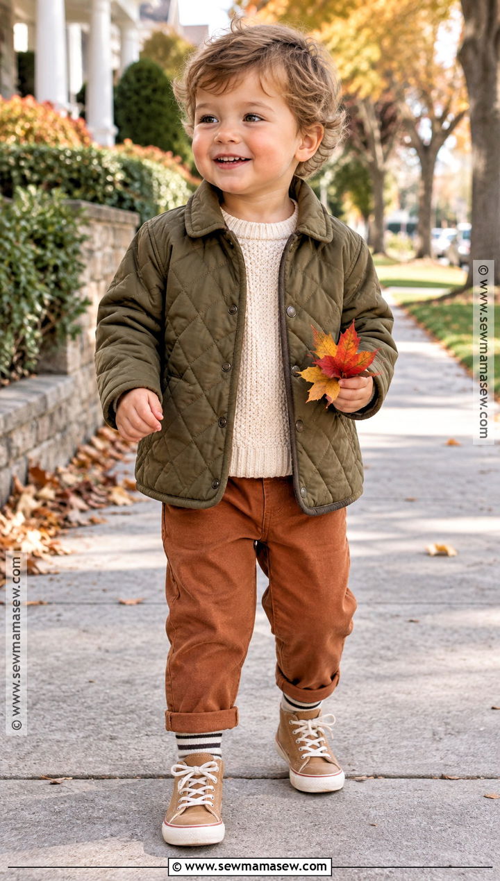 Toddler Quilted Jacket And Relaxed Pants Outfit - 20 toddler fall fashion ideas
