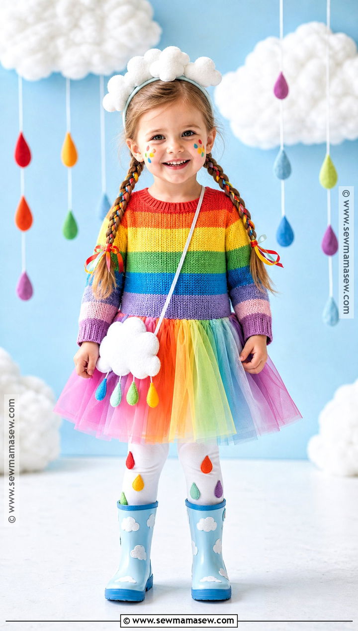 Toddler Rainbow Costume With Cloud Headband - 35 toddler costumes for girls