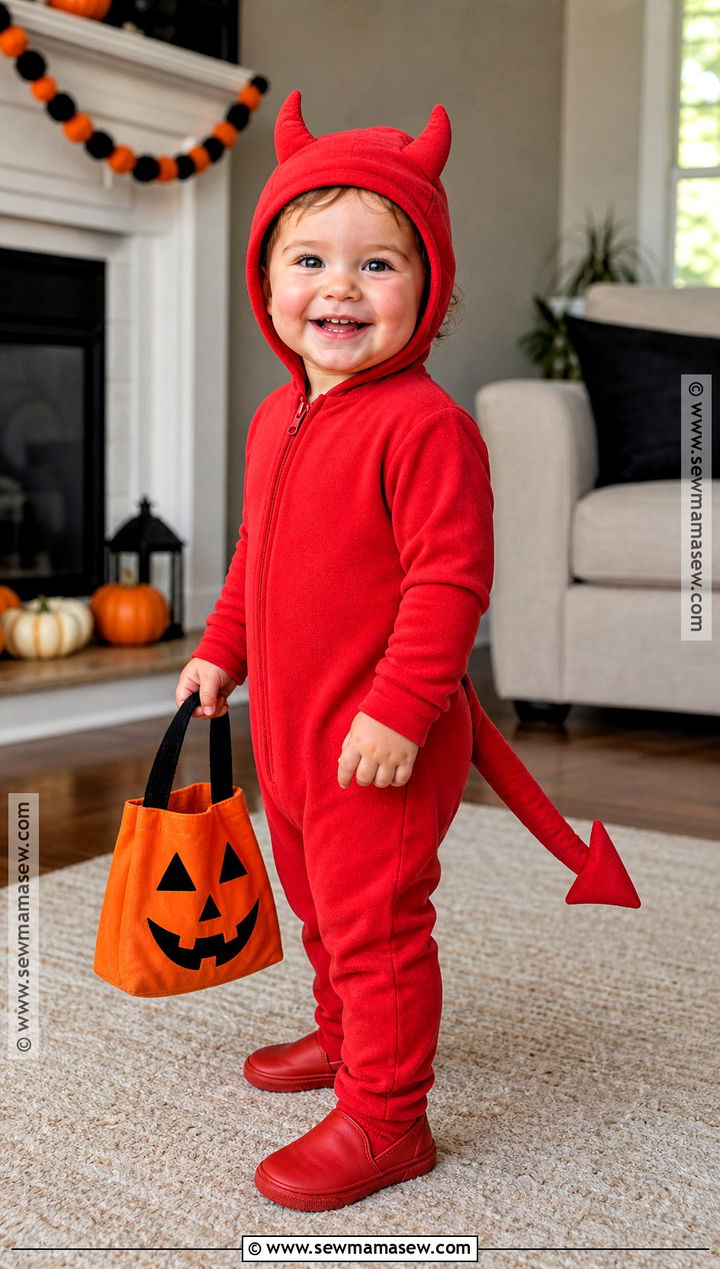 Toddler Red Devil Costume With Footed Outfit - 30 Red Devil Halloween Costume Ideas