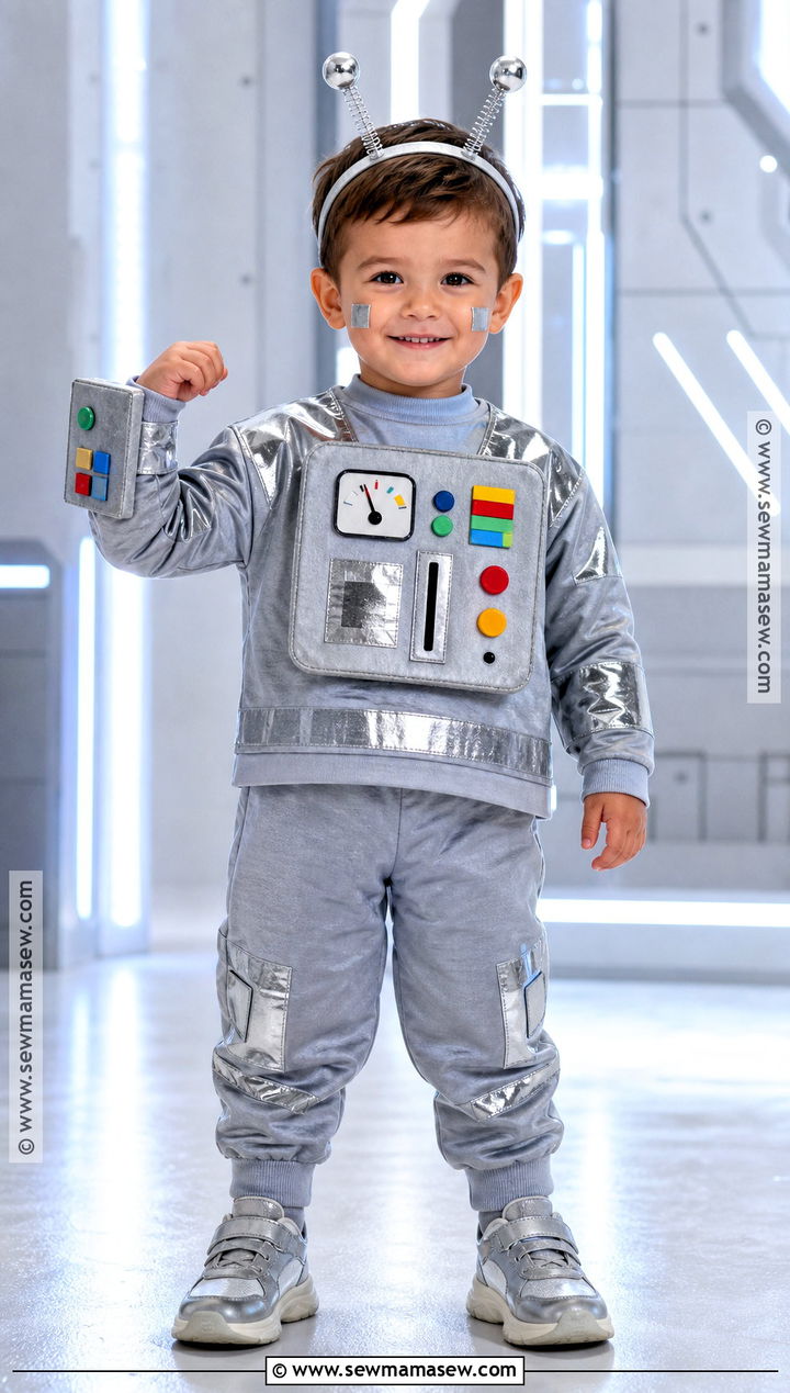 Toddler Robot Costume With Silver Sweatsuit - 30 toddler boy costume ideas