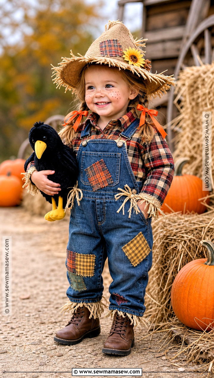 Toddler Scarecrow Costume With Plaid Shirt - 35 toddler costumes for girls