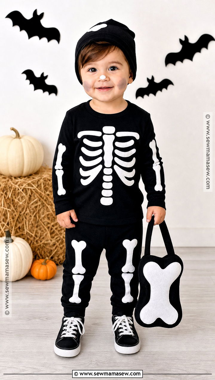 Toddler Skeleton Costume With Black Pajamas - 30 toddler boy costume ideas