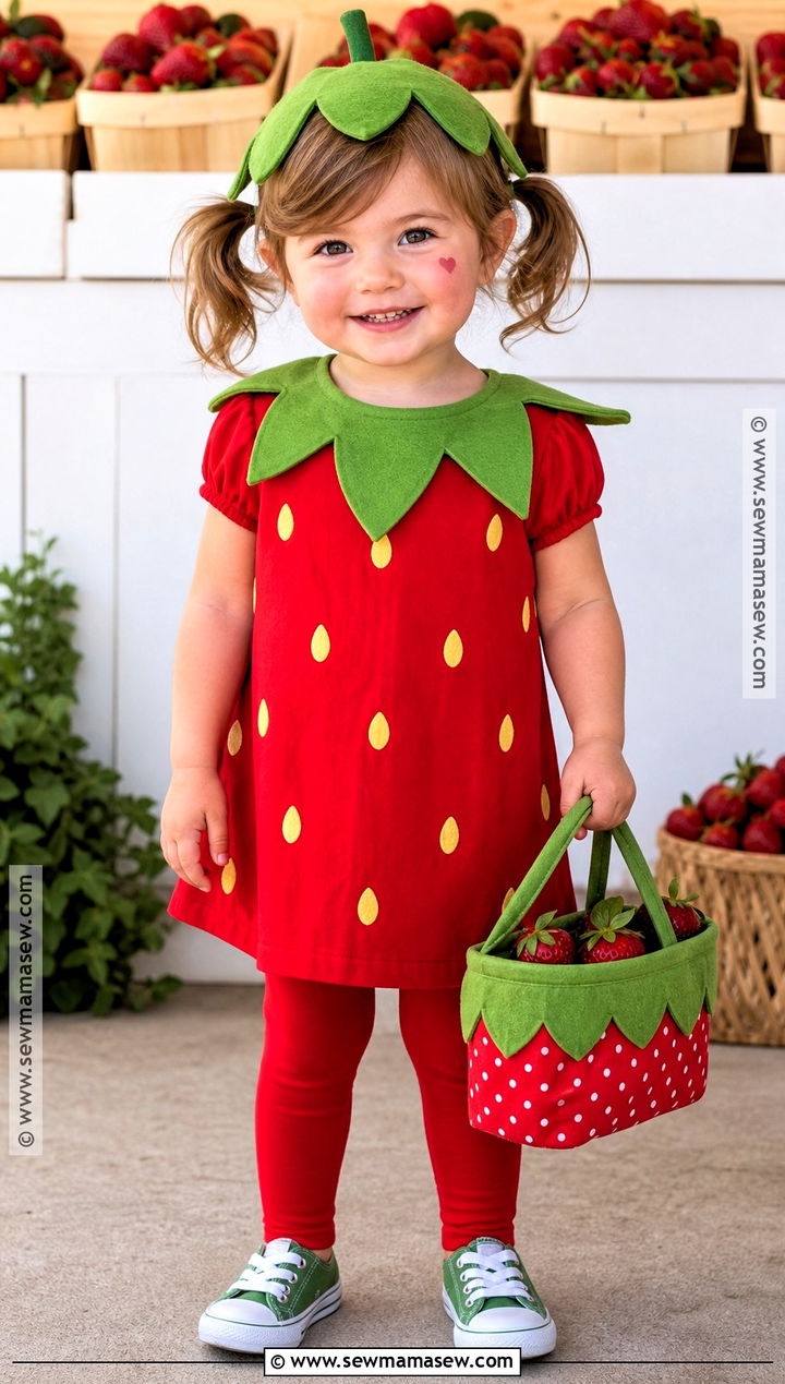 Toddler Strawberry Costume With Green Hat - 40 toddler halloween costumes for girls