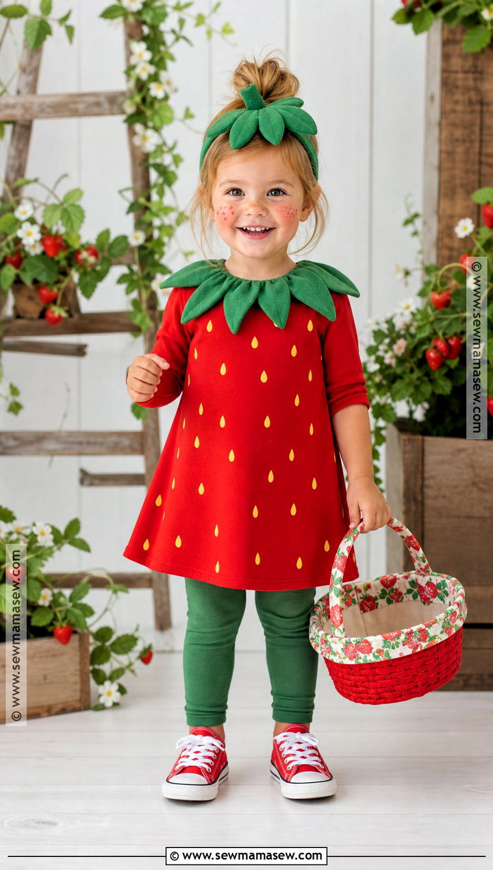 Toddler Strawberry Costume With Green Tights - 35 toddler costumes for girls