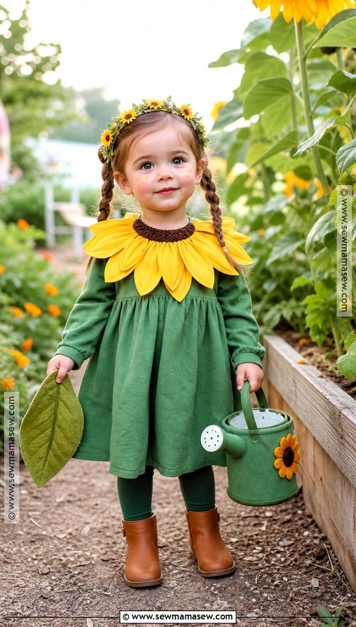 Toddler Sunflower Costume With Green Dress - 40 toddler halloween costumes for girls