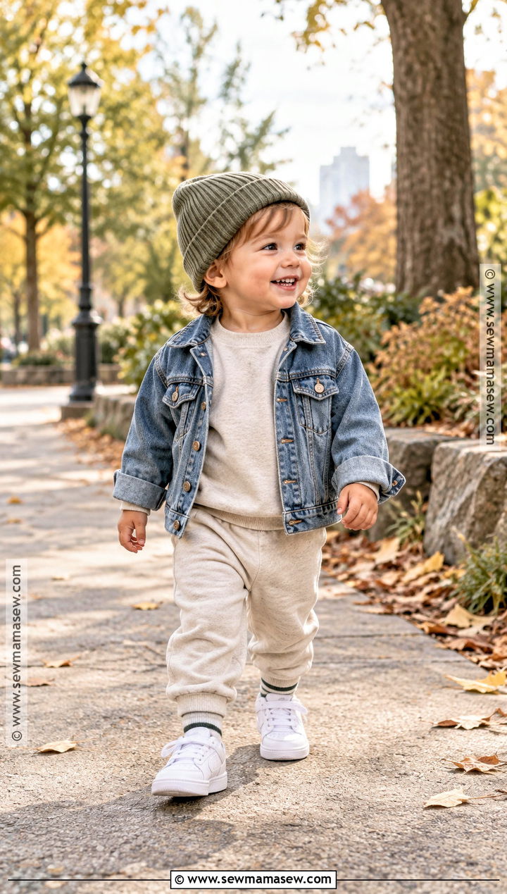 Toddler Sweat Set And Denim Jacket Outfit - 15 Toddler Fall Clothes