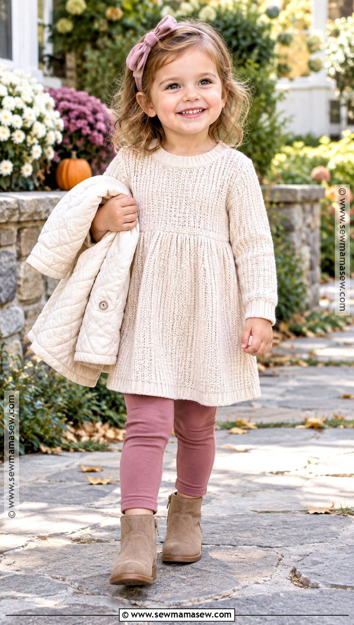 Toddler Sweater Dress And Leggings Outfit - 20 toddler fall fashion ideas