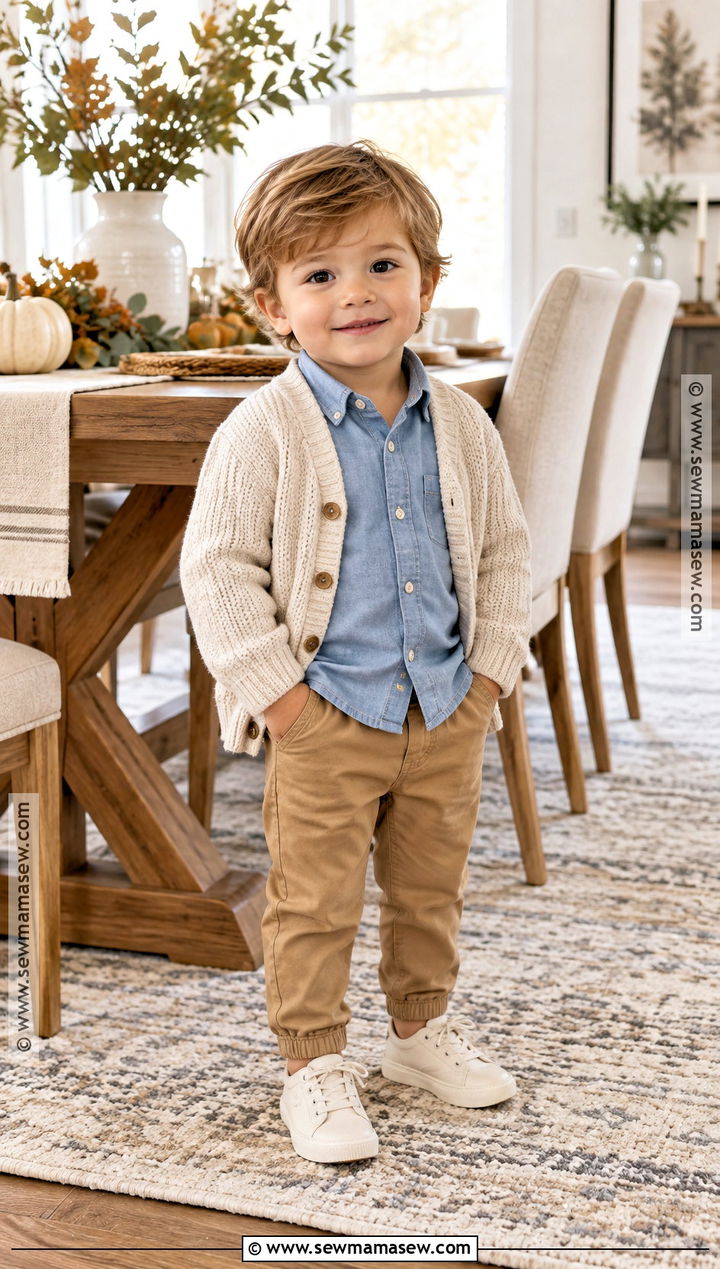 Toddler Thanksgiving Denim Shirt And Chino Pants Outfit - 20 toddler thanksgiving outfit ideas