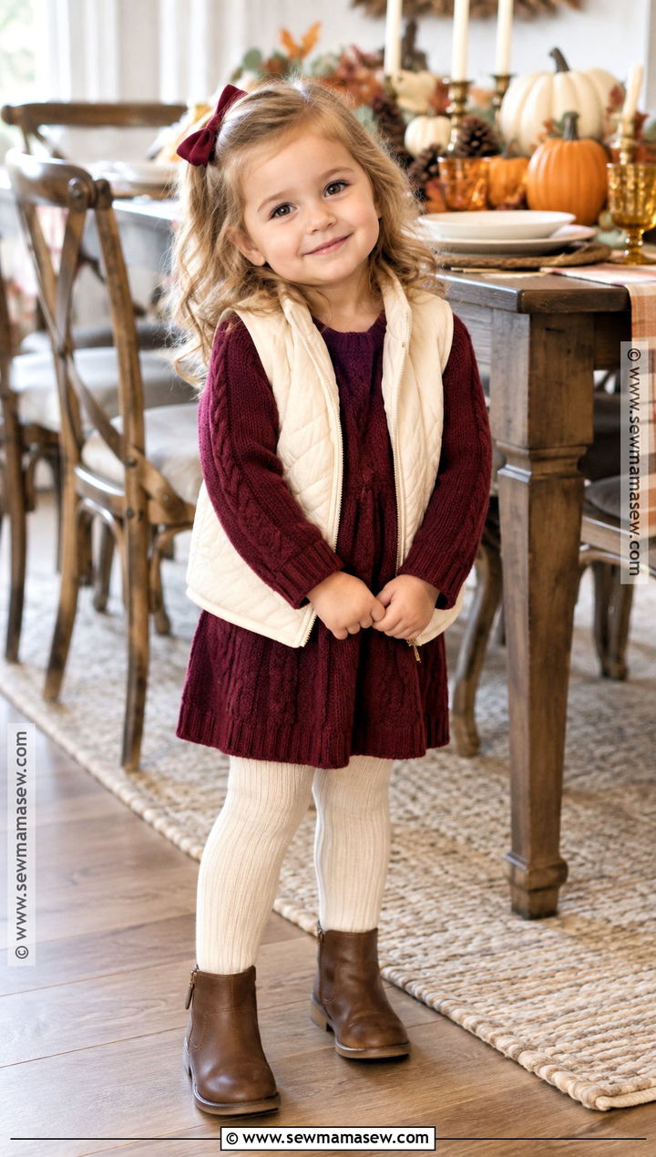 Toddler Thanksgiving Knit Dress And Boots Outfit - 20 toddler thanksgiving outfit ideas