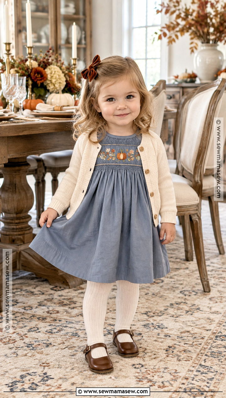 Toddler Thanksgiving Smocked Dress And Tights Outfit - 20 toddler thanksgiving outfit ideas