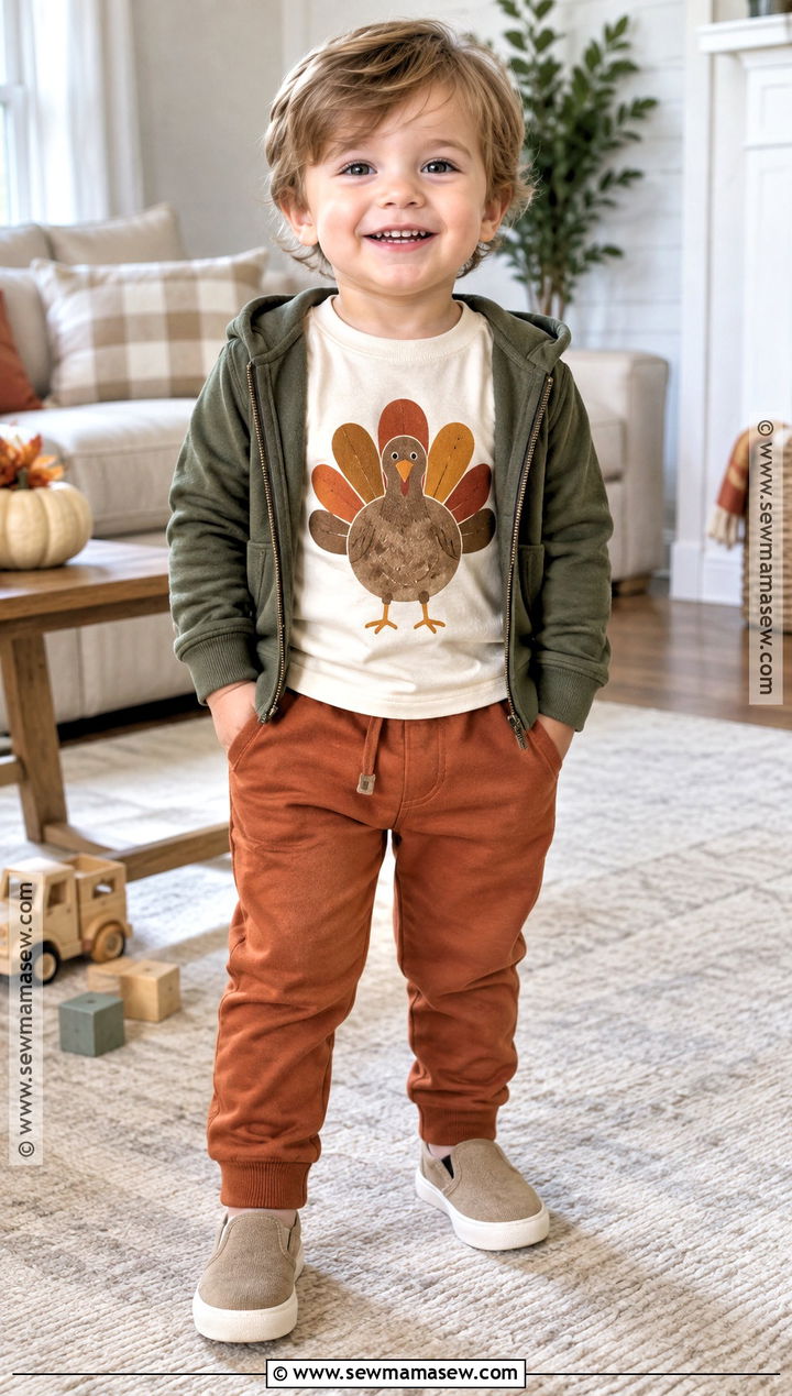 Toddler Thanksgiving Turkey Shirt And Joggers Outfit - 20 toddler thanksgiving outfit ideas
